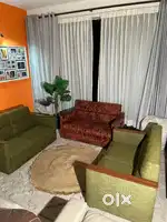 Vintage Green & Red 6 Seater Lounge Sofas