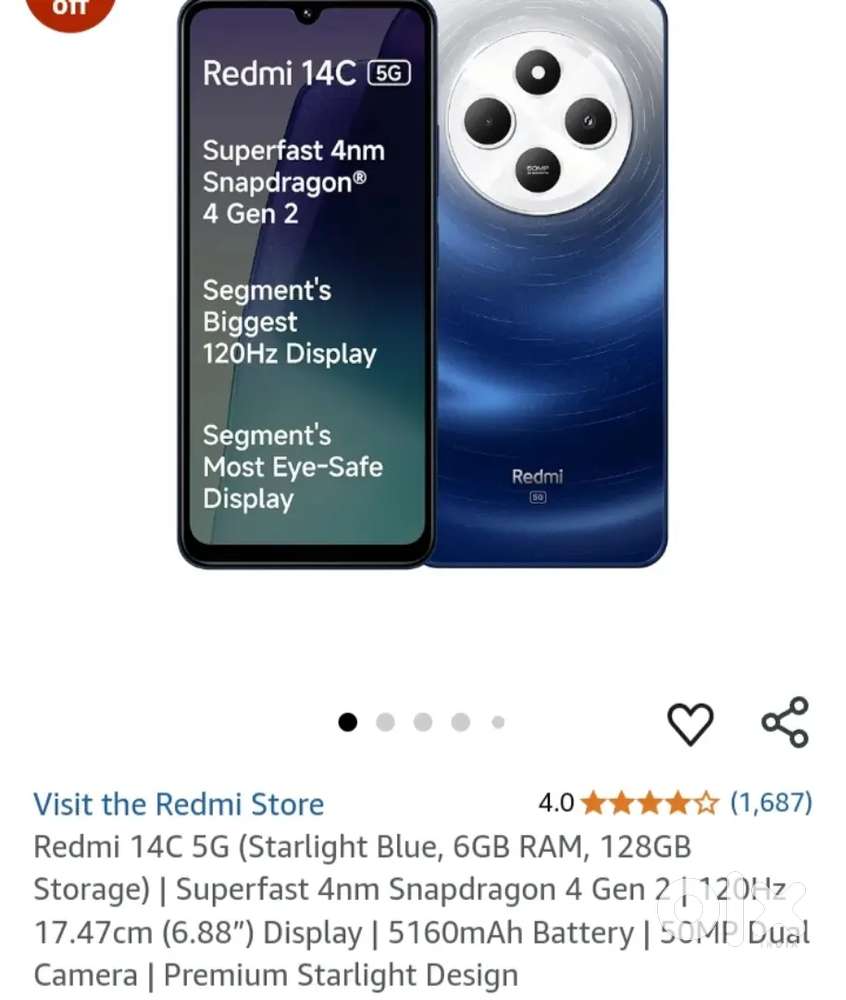 Mi 14C 6GB with 128 GB only 7 days phone ,  , Location in Hassan