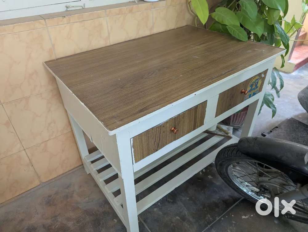 Old but Solid Wooden table with two drawers built of real wood frames