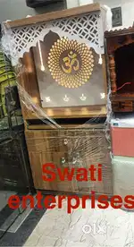 New cnc designer wooden temple with led light pooja Ghar mandir