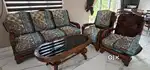 3+1+1 Wooden Sofa Set with Matching Center Table