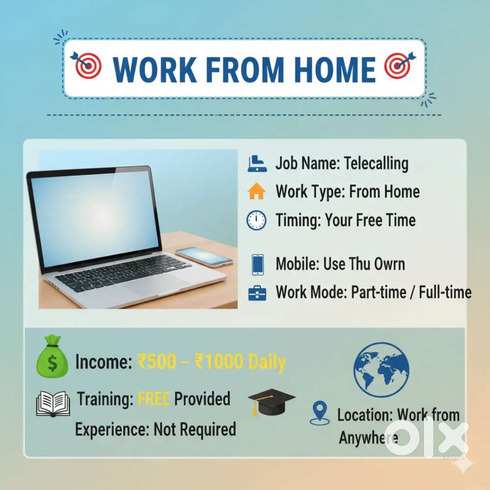 Telecaling job work from home job and part time, work on your flexibl