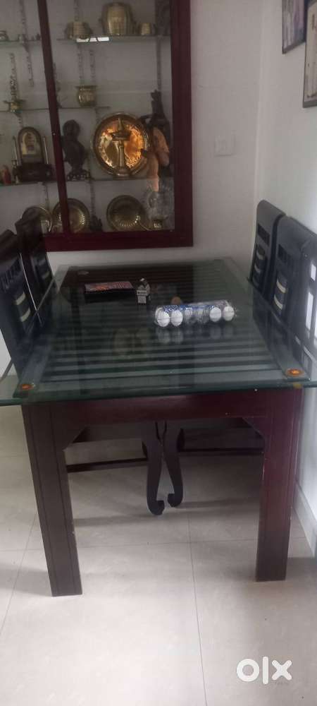 ...Dining table for 6 persons. 6 wooden chairs, wooden queen size coat