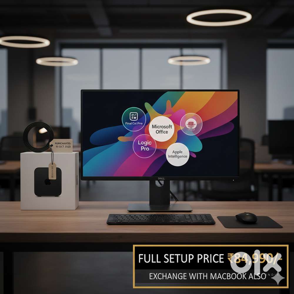 Full Workstation: Mac Mini M2+27 Dell Monitor, Ready to Plug & Play