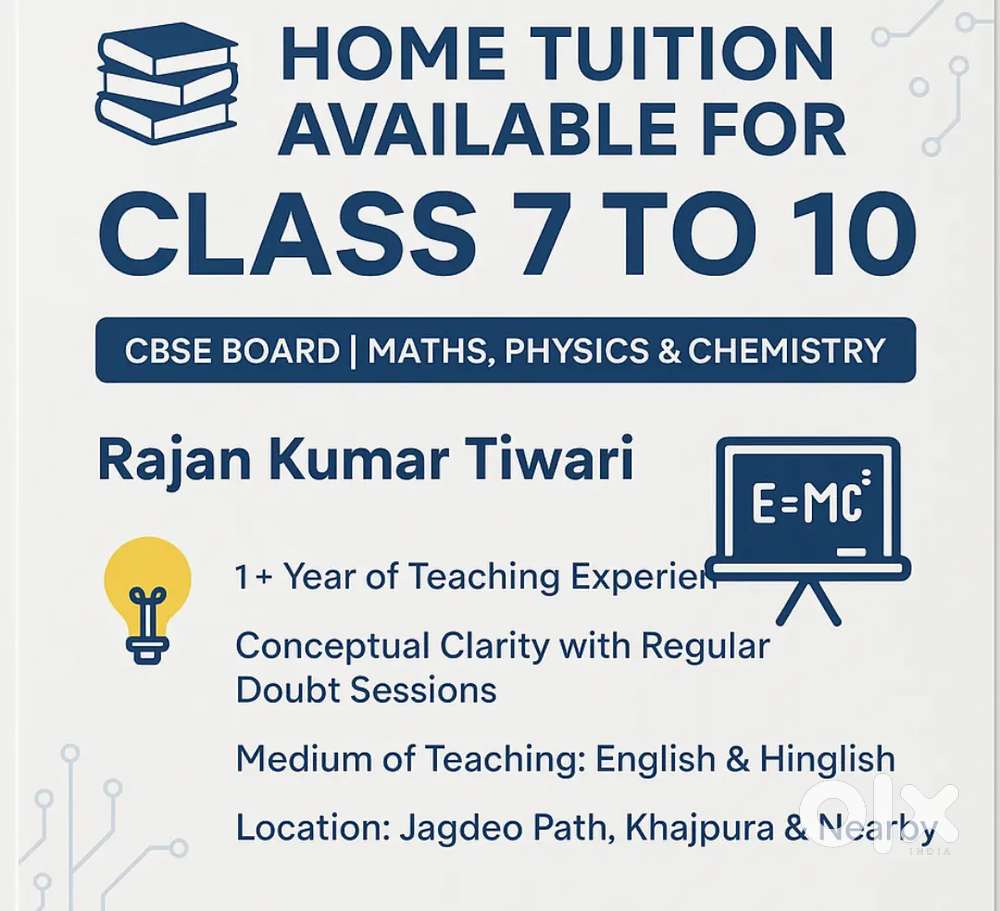 Home Tutor for Class 7-10 (CBSE) – PCM Made Easy!