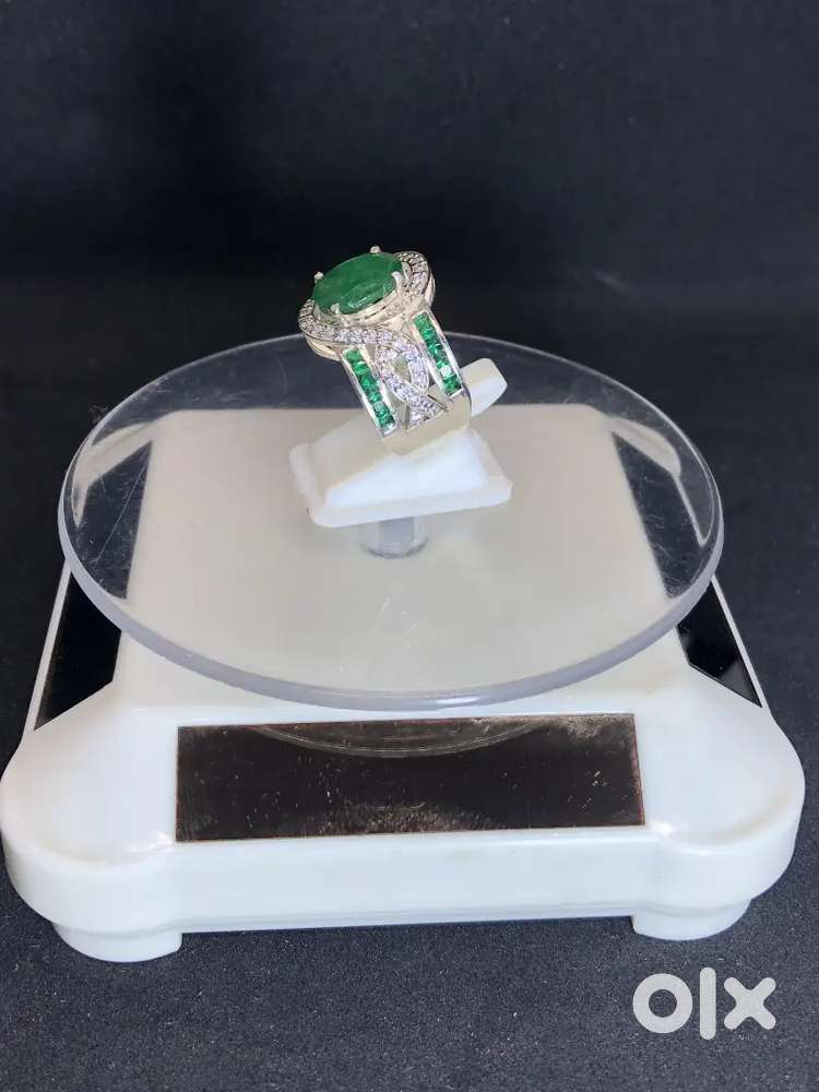 Emerald Silver Ring For men