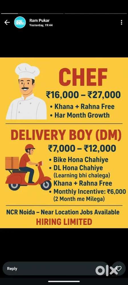 Delivery boy hiring  under 5 km