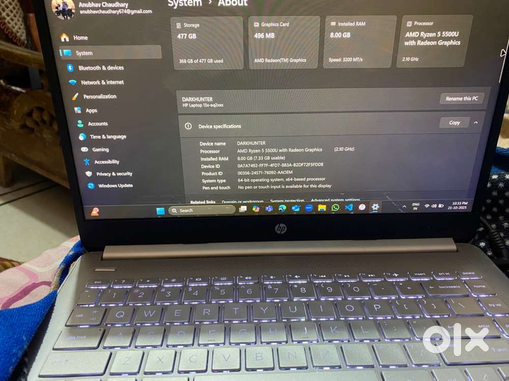 Hp pavallion 8gb ram 512 ssd 2gb graphic card
