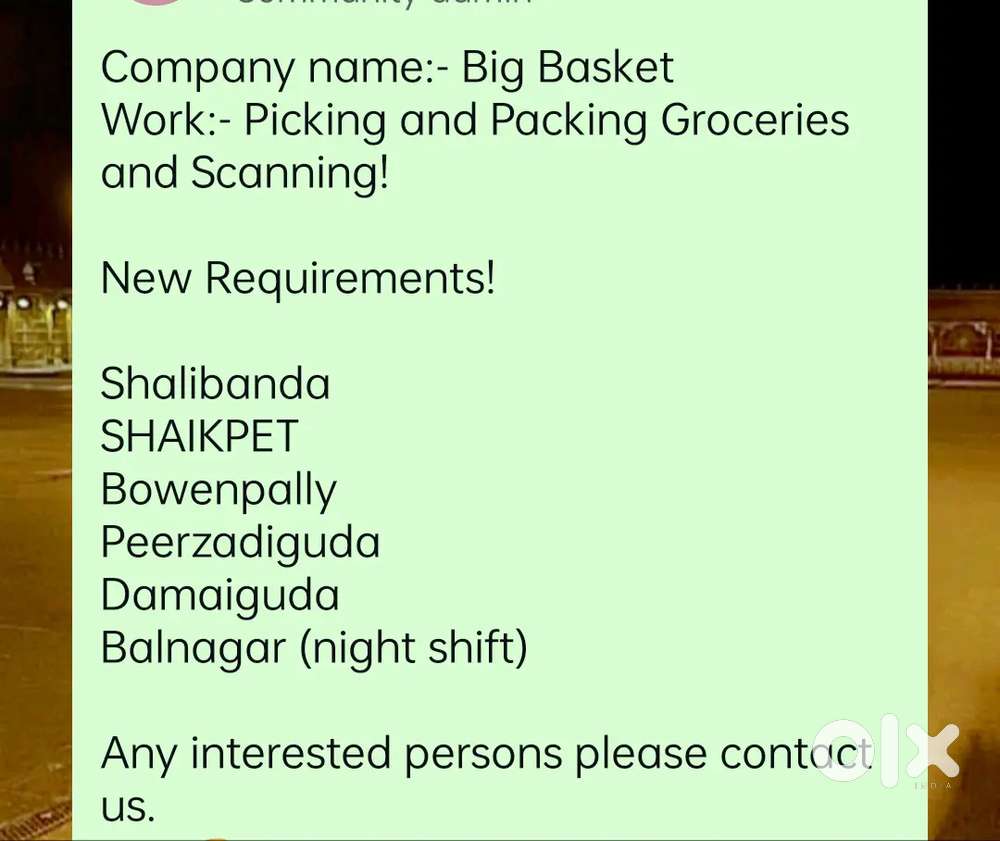 Picker and Packer at - ( Kompally) near Medchal location hyd
