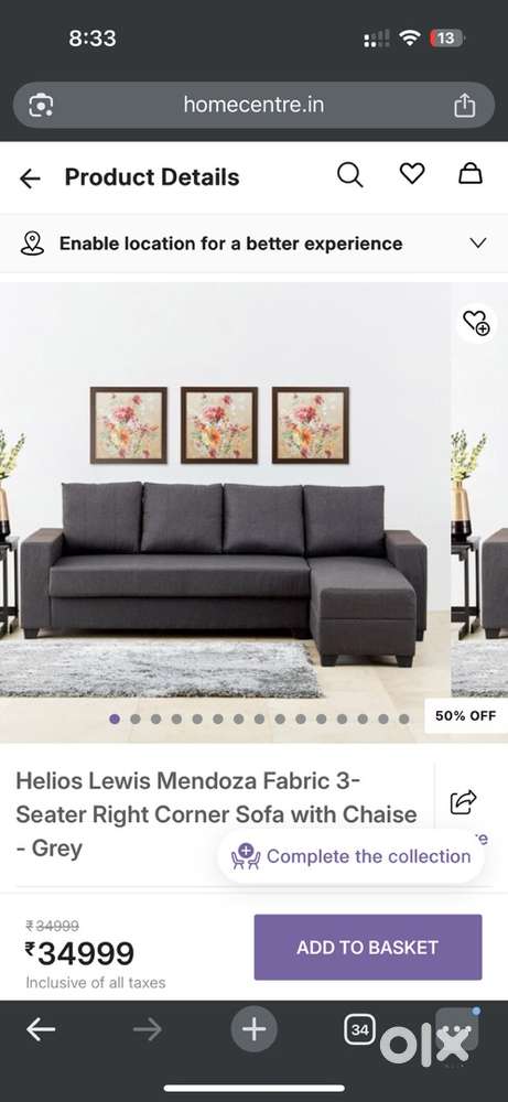 Homecentre helios 5 seater l shape sofa