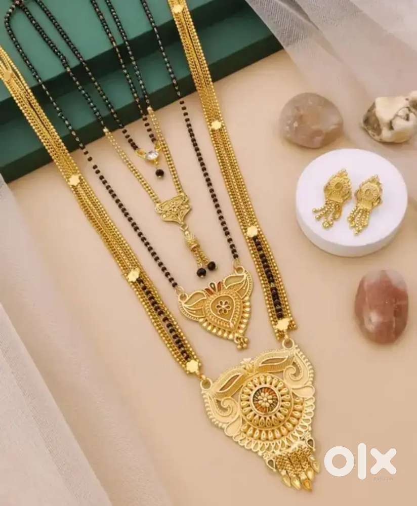 4 pack of newly designed mangalsutra combo set + earing