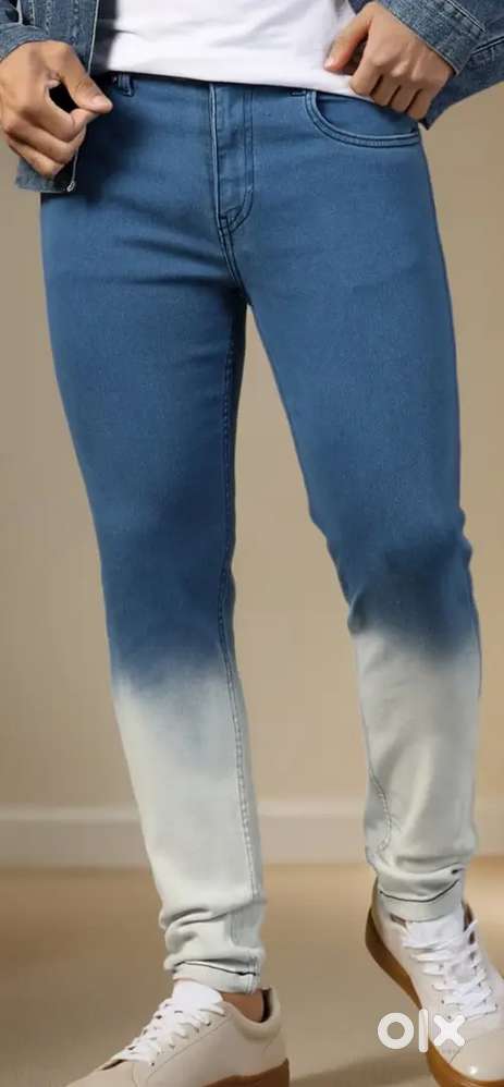 Shein Full Length Ombre-Dyed Slim Jeans With Pockets