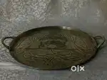 Antique pure brass solid heavy big sweet serving trey round 43 cm.