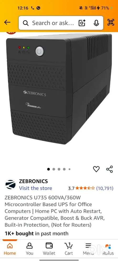 UPS FOR SALE ZEBRONICS - U735
