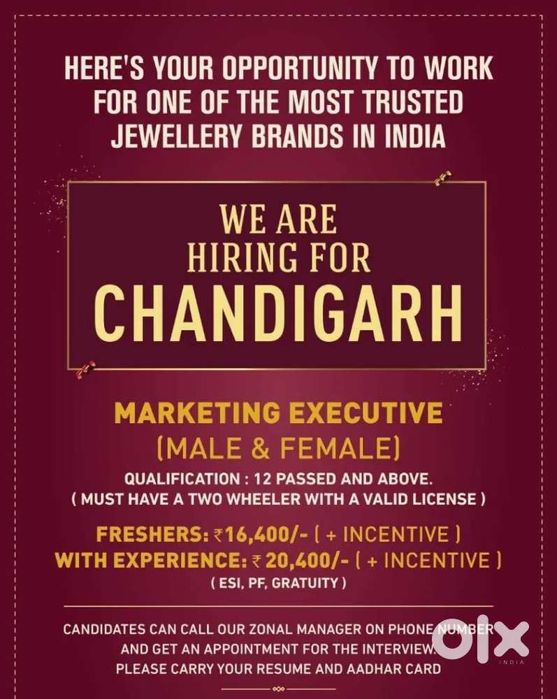 JOB IN KALYAN JEWELLERS INDIA LTD