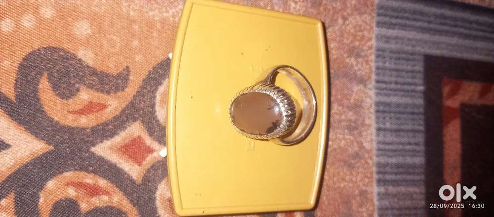 Yemani Aqeeq Stone Men's Silver Ring