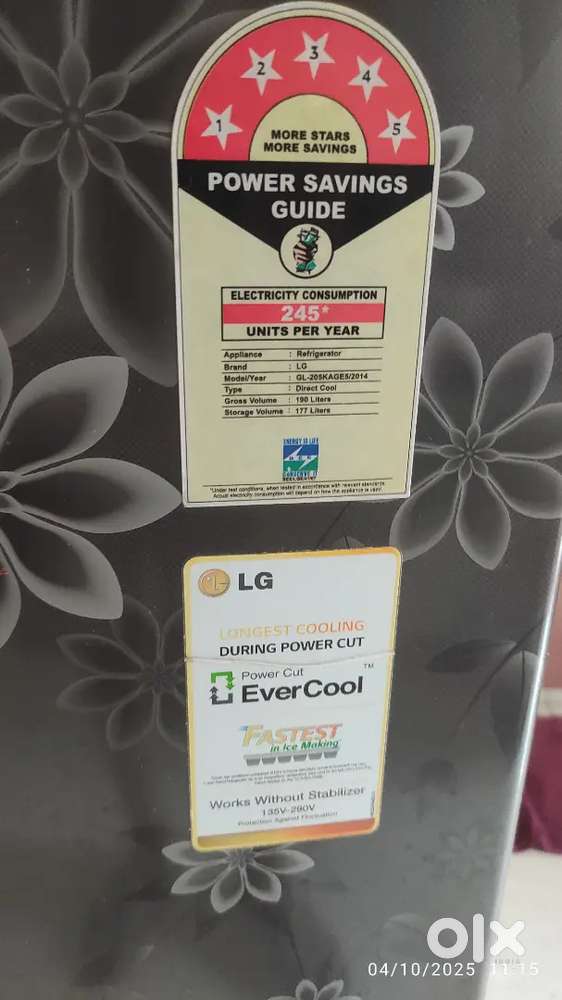 LG 5 star 190 liter single door Fridge