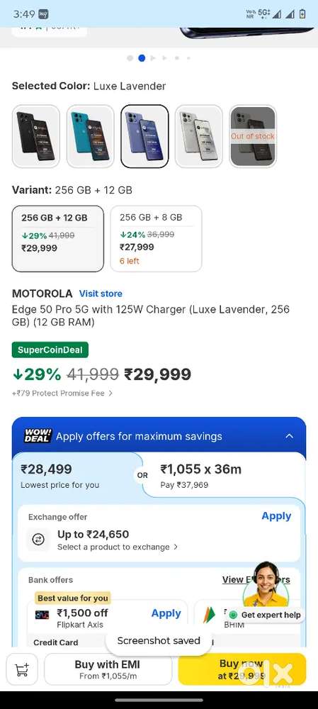 Motorola 50 pro 12 256 with 7 month warranty bill box charger all