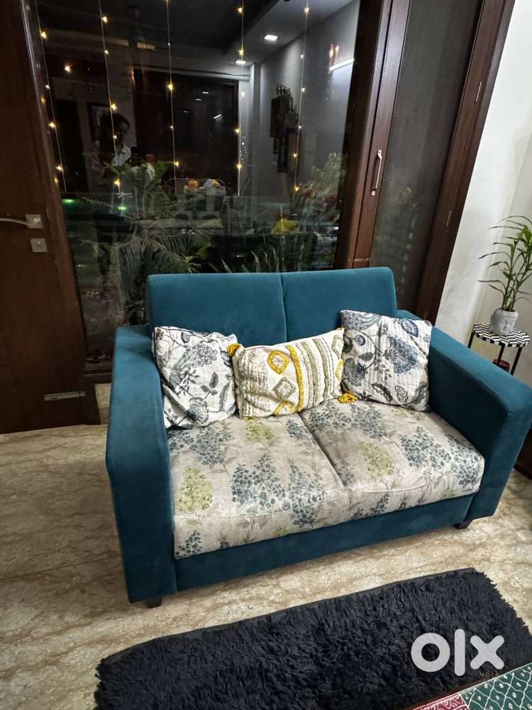 Green and white sofa
