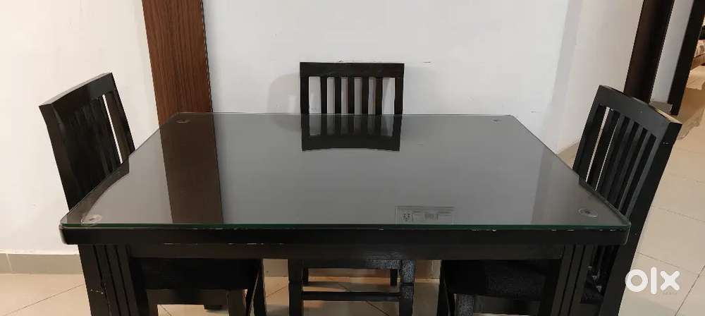 Glass top Dining table with 4 chairs