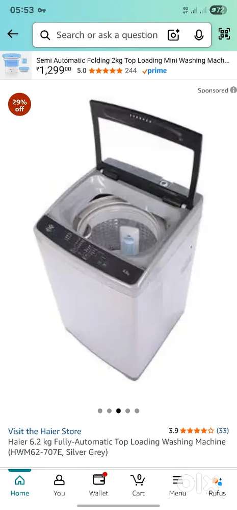 Haier 6.2 kg full automatic washing machine
