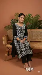 Lucknowi Chikankari 3PC Unstitched Dress Material Set