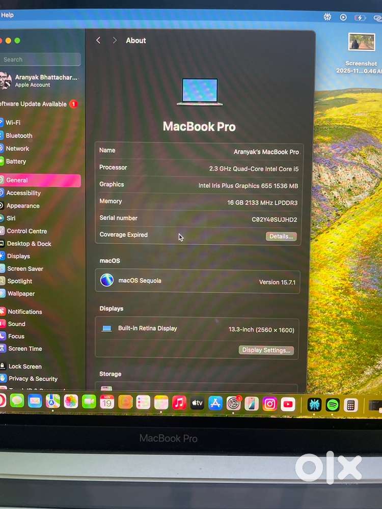 MACBOOK PRO 2020 3 thunderbolt 13.3 inchs touchbar