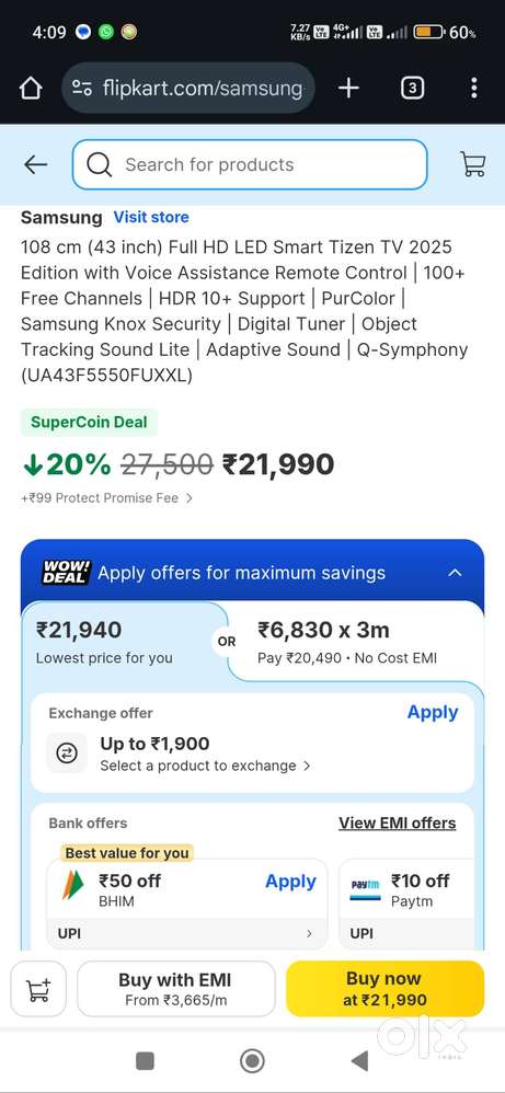 Samsung Smart TV 43 Inch Seal Pack New