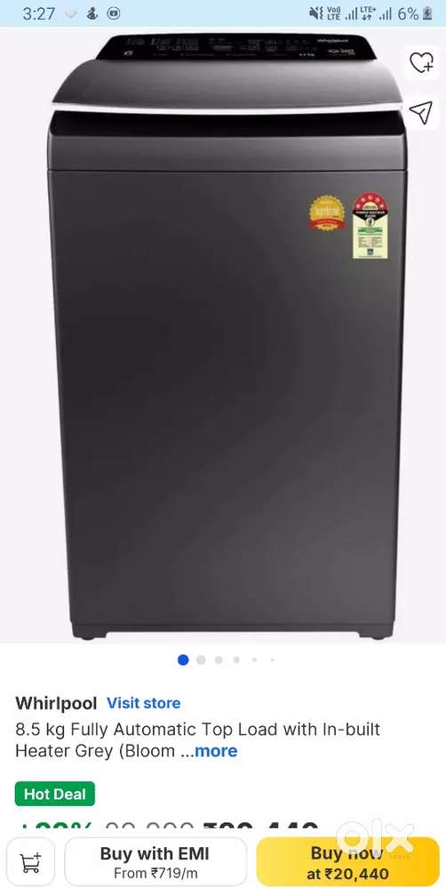 Fully automatic washing machine top load wirlpool 8.5kg