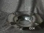 Pure brass solid heavy fruit bowl silver micron plated 37 cm.