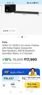 Sony HT-S20R home theatre Dloby