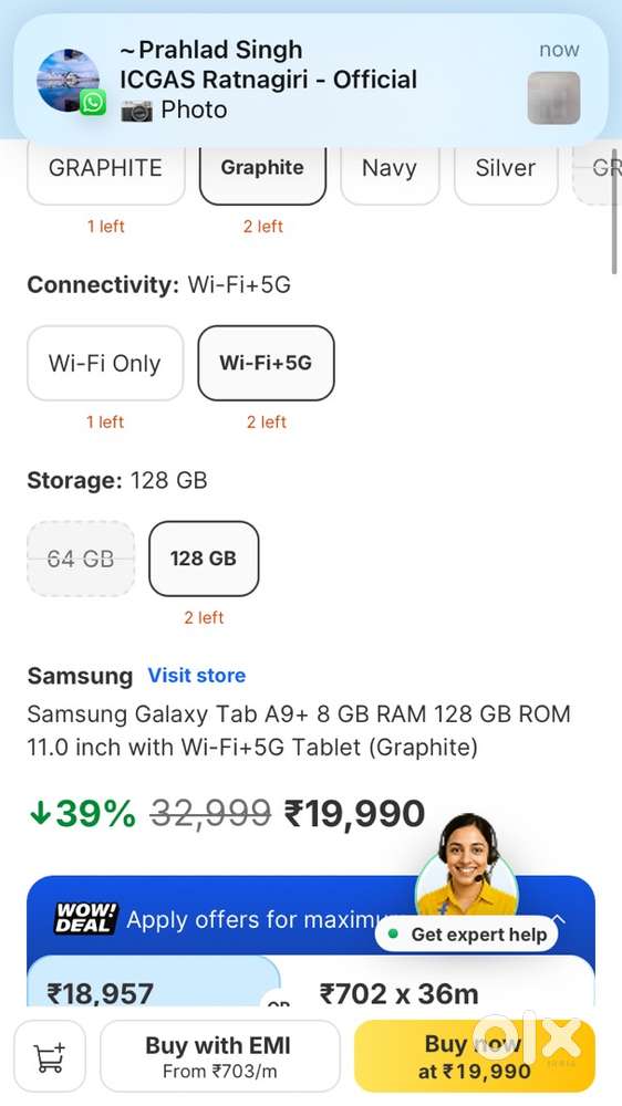 Samsung tab A9Plus 5G for sale,Need of money