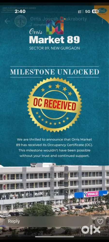 Shop cum office for rent immediatly available at Orris Market 89