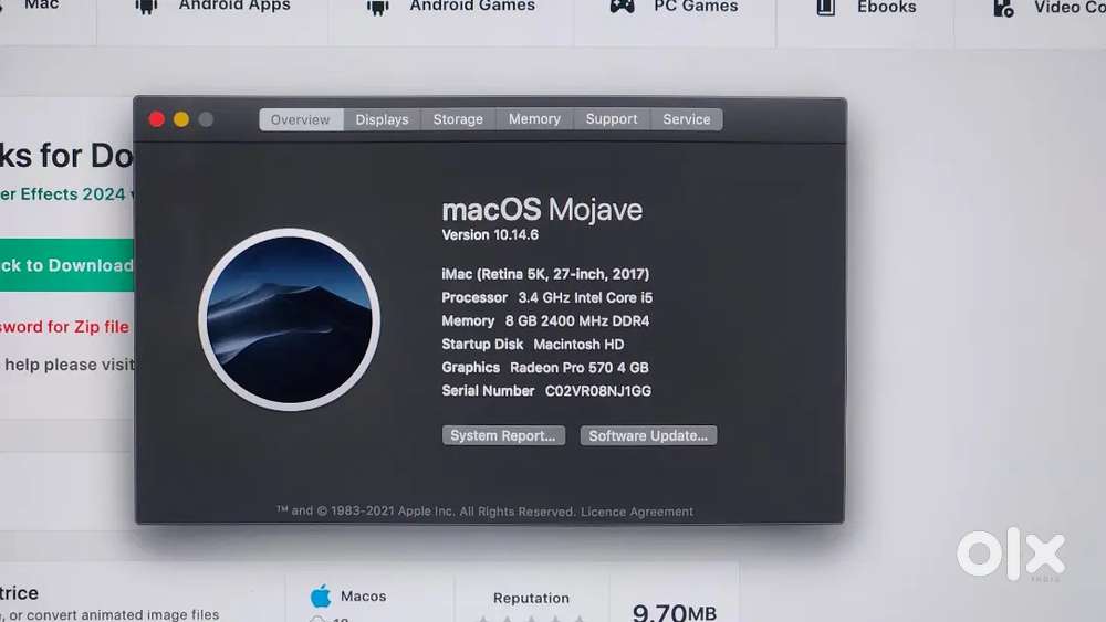 iMac 27 5k Retina  4gb Graphics  8gb RAM  1tb Fusion Drive  2017