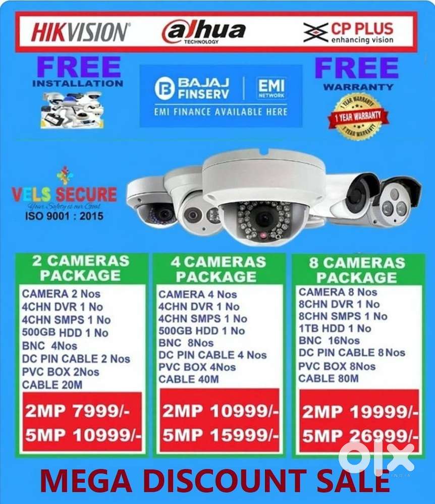 MEGA FESTIVAL OFFER SALE 2MP  DAHUA or CP PLUS or HIKVISION  CCTV C