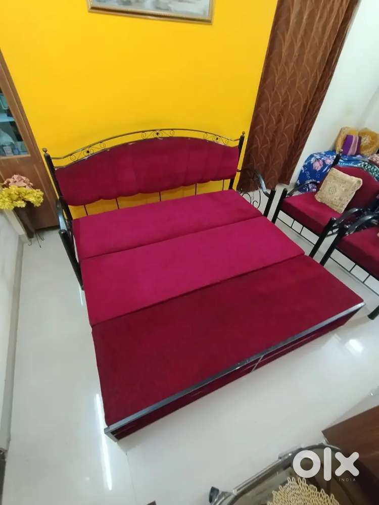 Wraught iron Sofa-cum-bed set ( including two single sofas)
