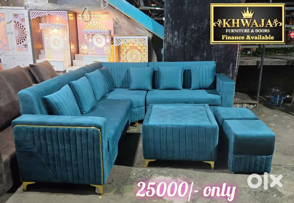 Khwaja Furniture. Luxurious L corner Sofa . Bajaj finance available.