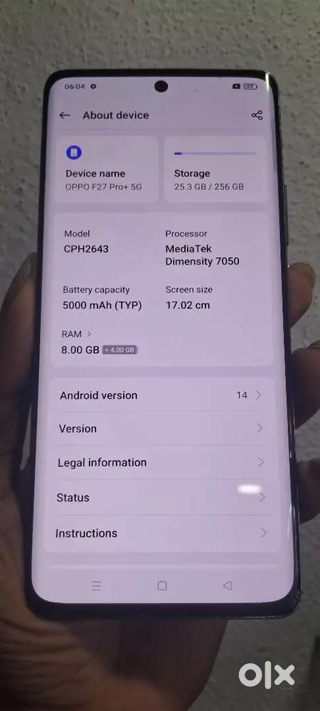 Oppo f27 pro plus 8Ram + 256 STG