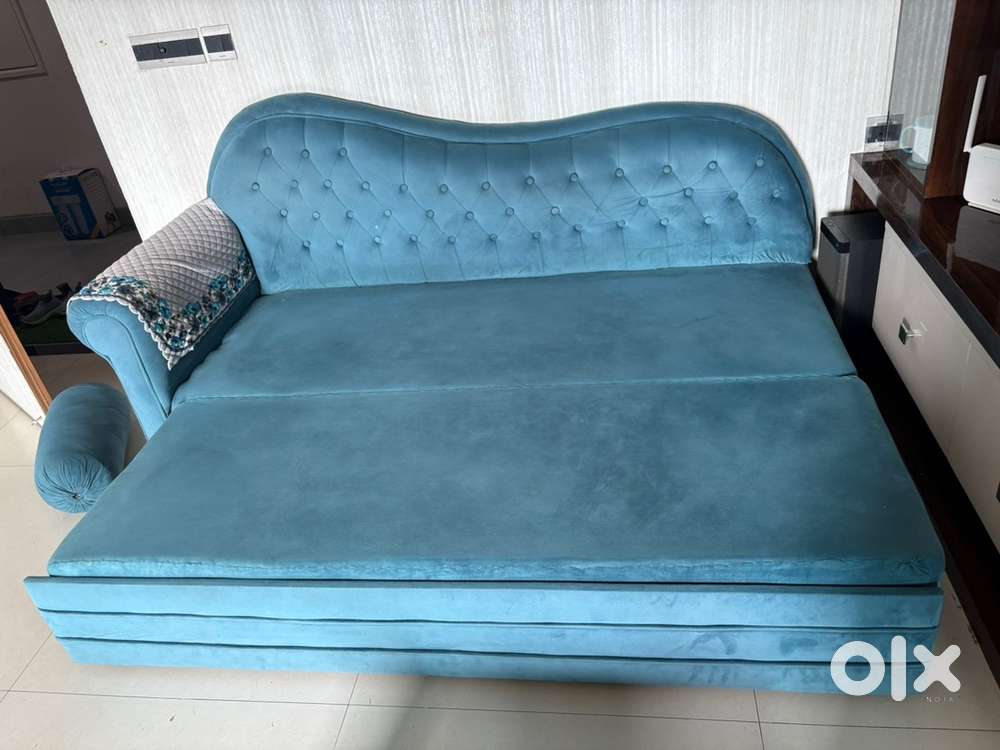 Velvet Sofa Cum Bed with Storage