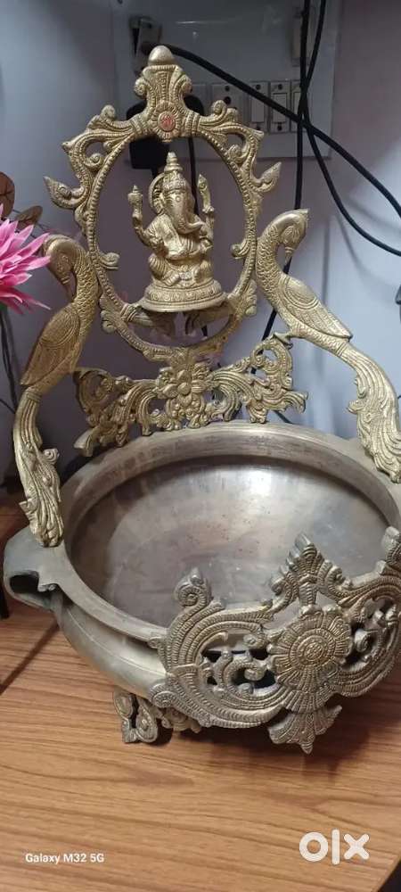 Brass urli bowl (ganesha designed)