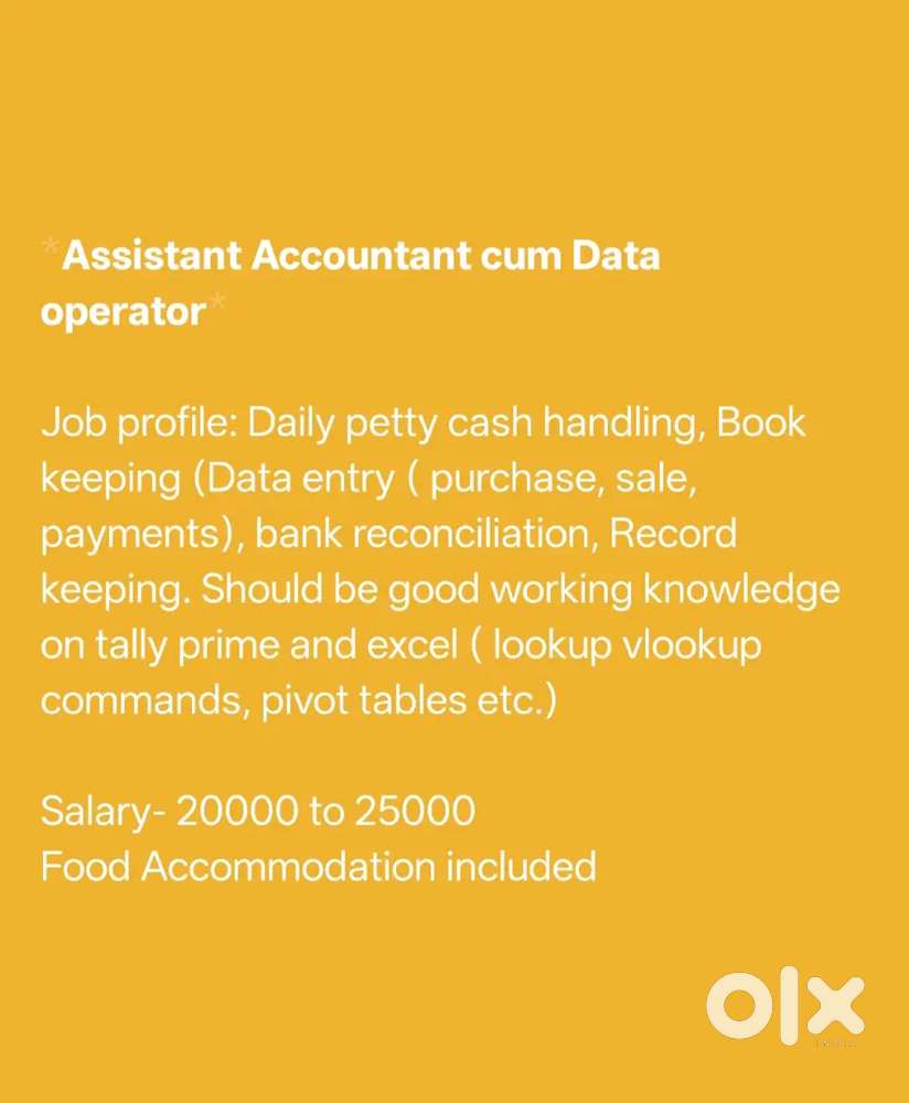 Assistant accountant cum data operator