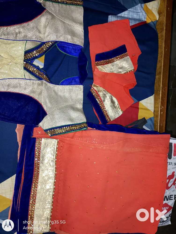 Georgette with velvett embroidery border