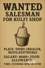 Wanted Salesman for Kulfi Cart