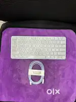 Apple Magic Keyboard with its USB-C to Lightning cable. Key