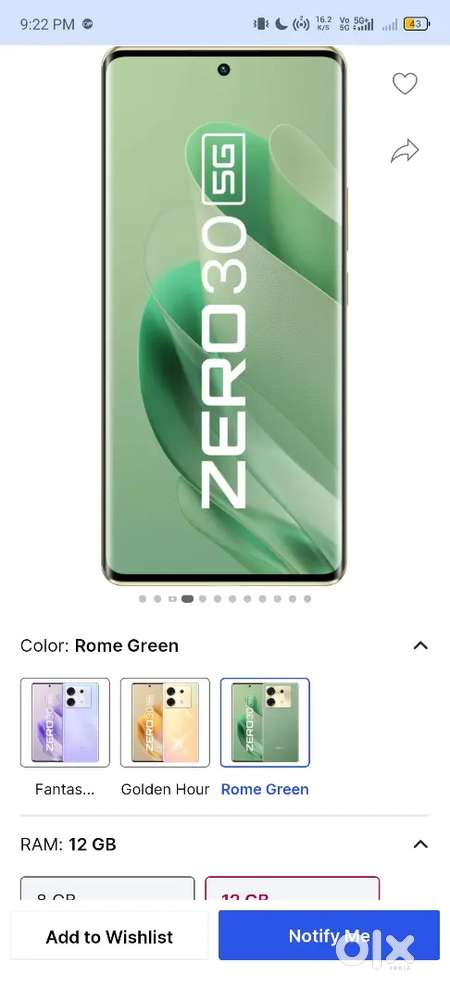 Infinix Zero 30 5G (Roma Green, 256 GB) (12 GB RAM)