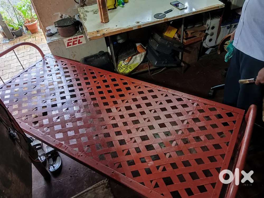 Metal  single cot bed orange colour