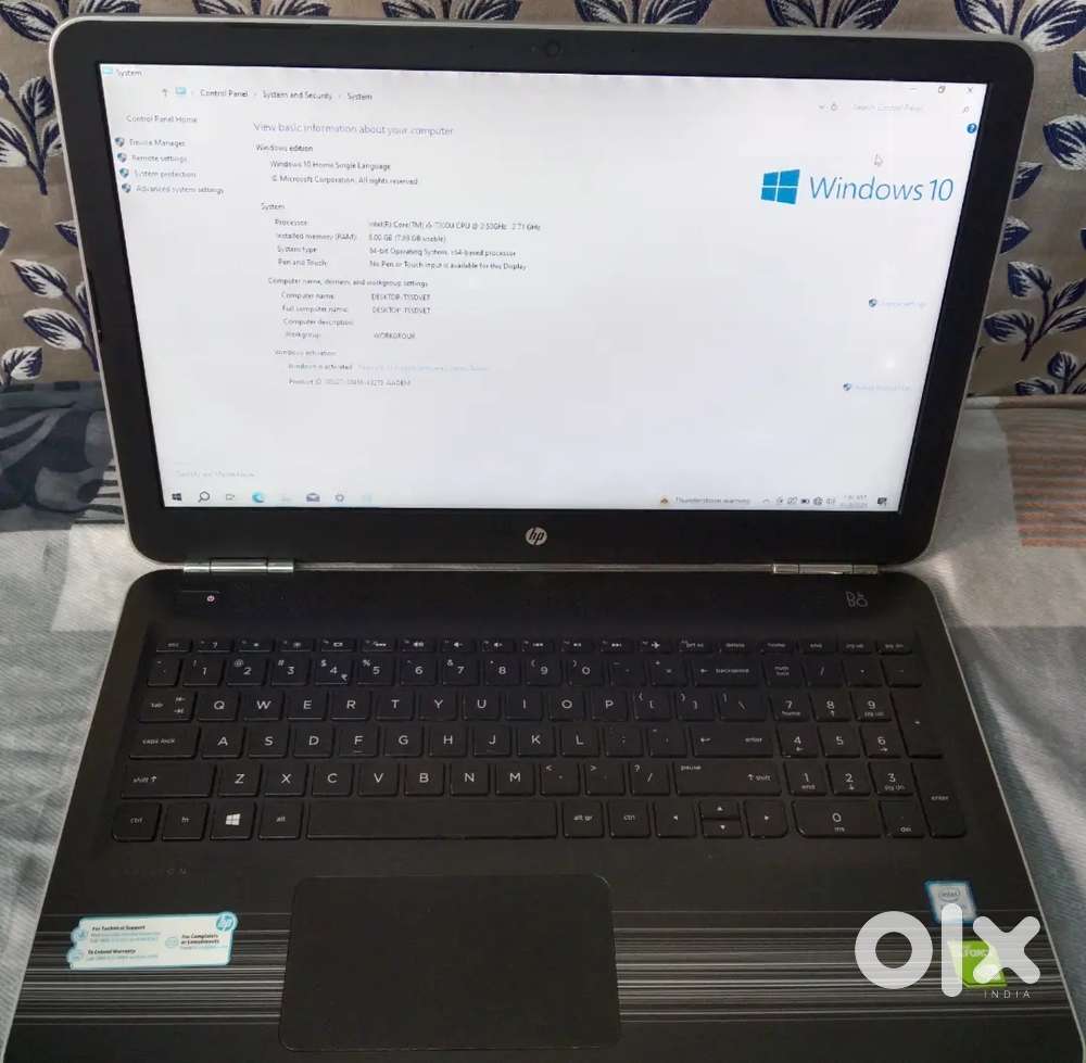 HP Laptop, i5 7th gen, 8gb ram, 1Tb HDD, 3 hours battery backup