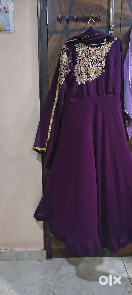 A purple gown with dupatta