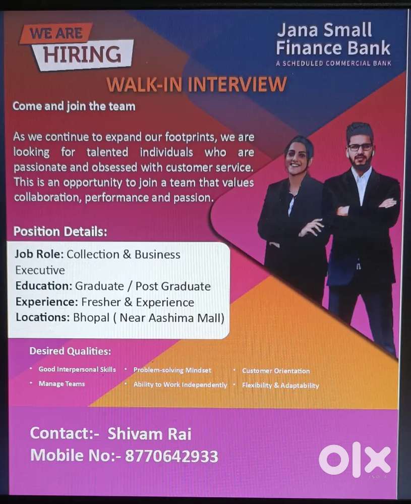 Collection Executive in Micro Finance in Bhopal Location