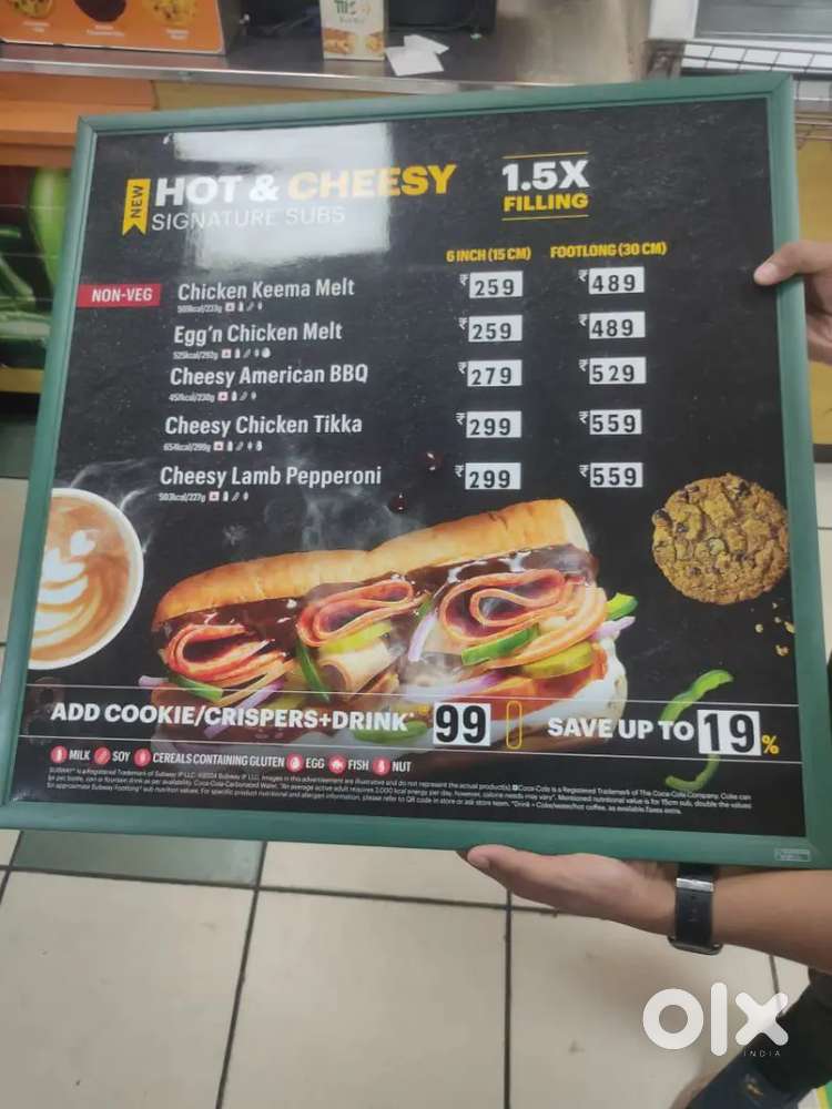 Menu panel for restaurants